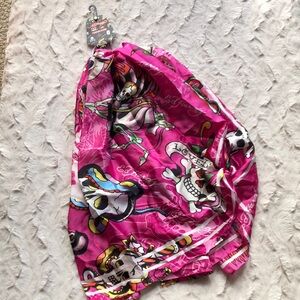 Ed Hardy Pink Skull and Crossbones Fashion Scarf